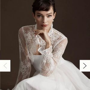 Society James Fiona Long-Sleeve Collared Lace Topper- bridal